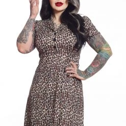 Sourpuss Clothing COMING SOON Leopard Print Rosie Dress By Sourpuss