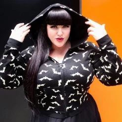 Sourpuss Clothing Luna Bats Cropped Hoodie APPAREL