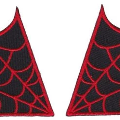 Sourpuss Clothing Spiderweb Collar Points Patch Set - Black & Red