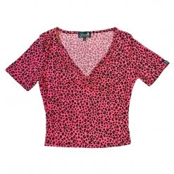 Sourpuss Clothing APPAREL Suzie Top - Neon Pink Leopard