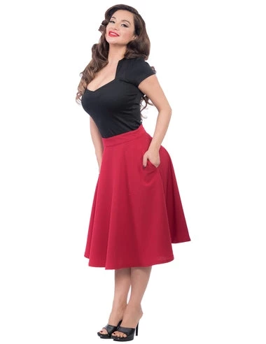 Steady Clothing APPAREL High-Waisted Thrills Skirt With Pockets In Red 4 Steady Clothing APPAREL High-Waisted Thrills Skirt With Pockets In Red