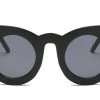 Cramilo Eyewear Thick Frame Round Lens Cat Eye Sunglasses In Black