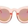 Cramilo Eyewear Thick Frame Round Lens Cat Eye Sunglasses In Pink