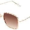 POP Fashionwear NEW ARRIVALS Textured Metal Square Frame Sunglasses - Gold