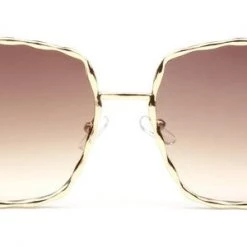 POP Fashionwear NEW ARRIVALS Textured Metal Square Frame Sunglasses - Gold
