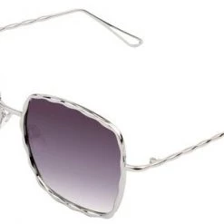 Cramilo Eyewear Textured Metal Square Frame Sunglasses - Silver ACCESSORIES
