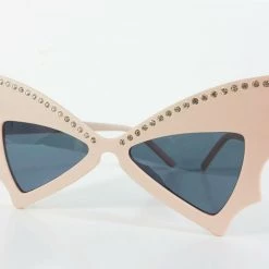Flashback & Freedom ACCESSORIES Rhinestone Batwing Sunglasses - Pink