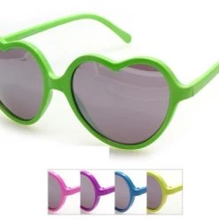 Fashion Boom Plastic Heart Sunglasses With Mirrored Lens