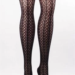 Tabbisocks Crochet Over The Knee Socks In Black