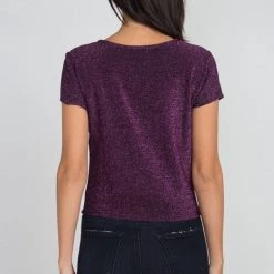 Day G APPAREL Metallic Knit Top In Purple