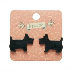 Erstwilder ACCESSORIES Essentials Terrier Post Earrings - Black Ripple