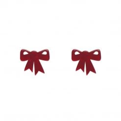 Erstwilder Essentials Bow Post Earrings - Red Ripple