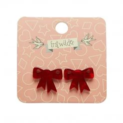Erstwilder Essentials Bow Post Earrings - Red Ripple
