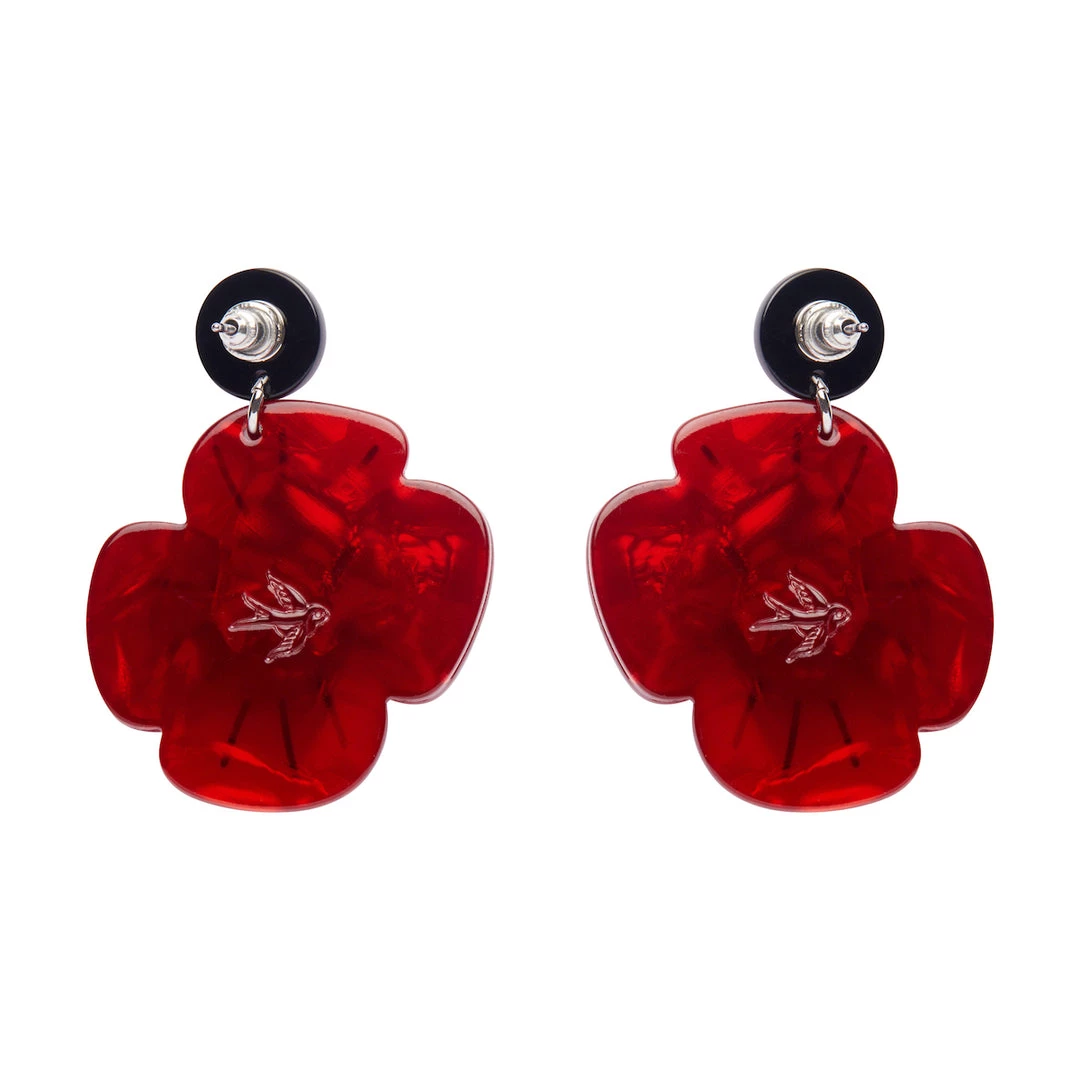 Erstwilder ACCESSORIES Remembrance Poppy Drop Earrings 4 Erstwilder ACCESSORIES Remembrance Poppy Drop Earrings