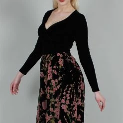 Voodoo Vixen Cheryl Velvet Floral Flare Dress APPAREL