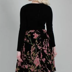 Voodoo Vixen Cheryl Velvet Floral Flare Dress APPAREL