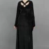 Voodoo Vixen "Mistress Of The Dark" Black Velvet Maxi Dress APPAREL