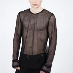 Voodoo Vixen APPAREL Black Net Long Sleeve Shirt