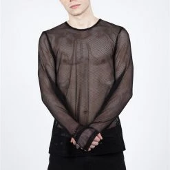 Voodoo Vixen APPAREL Black Net Long Sleeve Shirt